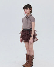 Caramel Tiered Skorts (Ready Stock)