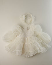 Cream Marianne Organza Romper Dress  (Ready Stock)