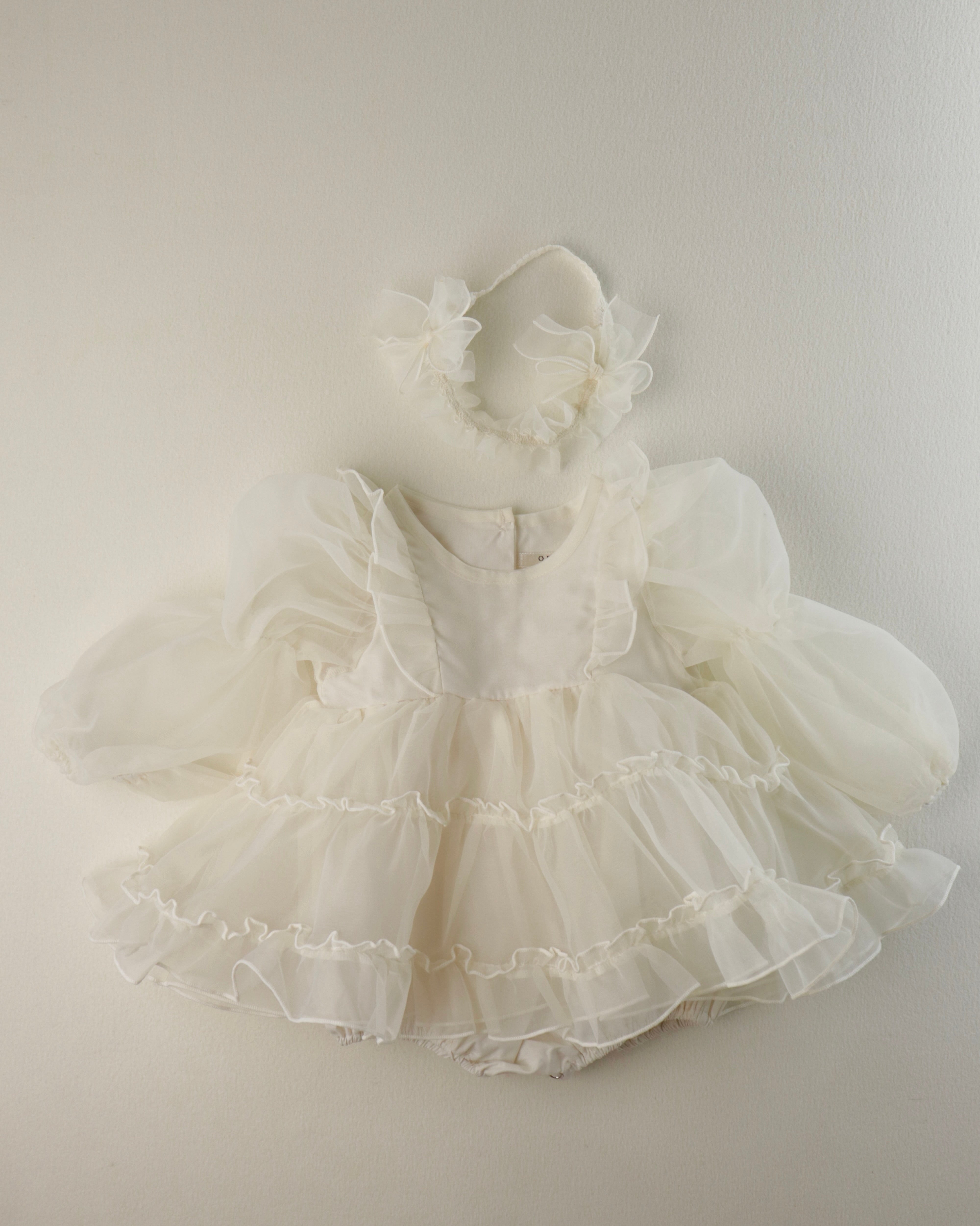Cream Marianne Organza Romper Dress  (Ready Stock)
