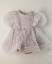 Oren Serena Pintuck Organza Baby Suit - Grayish Beige  (Ready Stock)