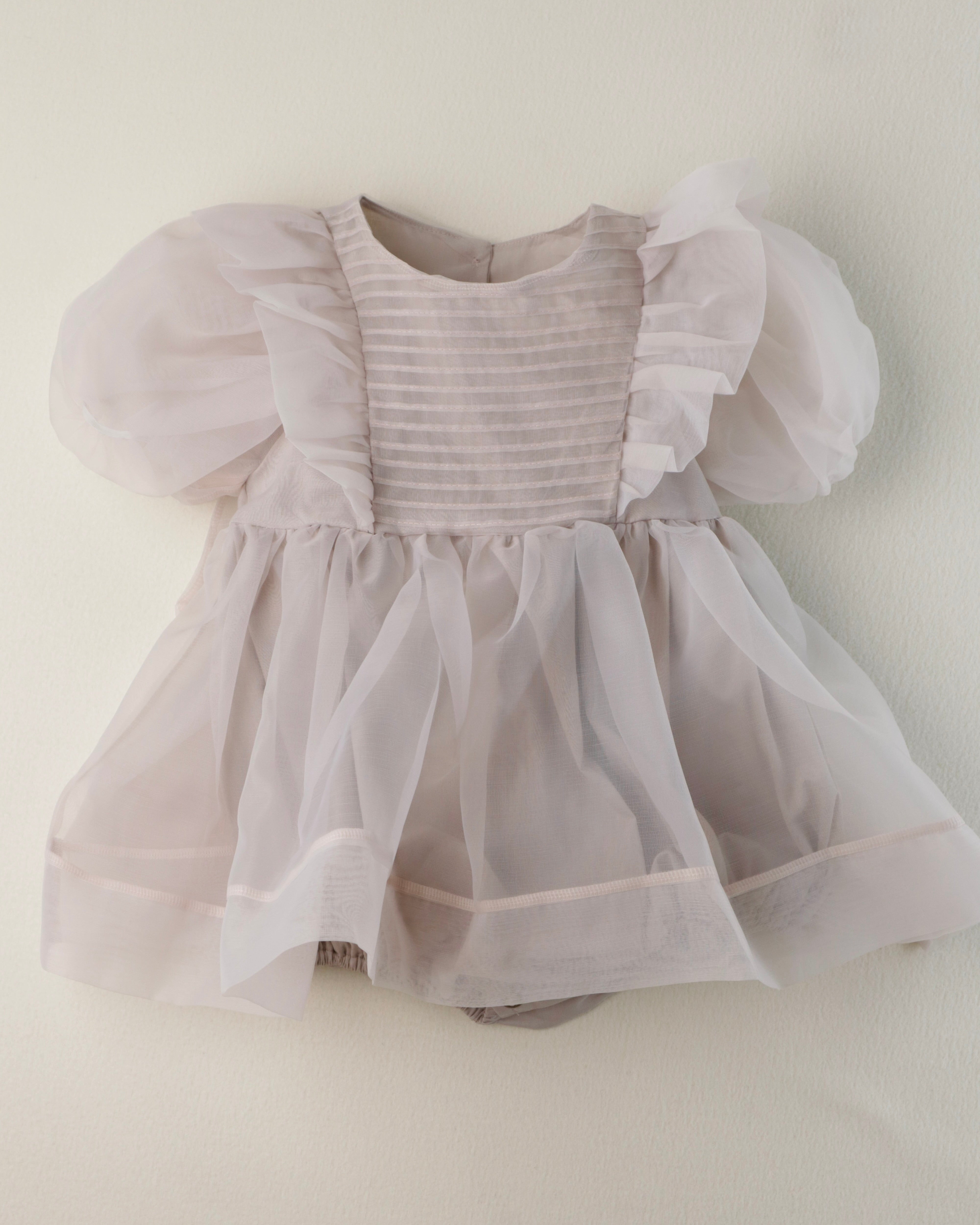 Oren Serena Pintuck Organza Baby Suit - Grayish Beige  (Ready Stock)