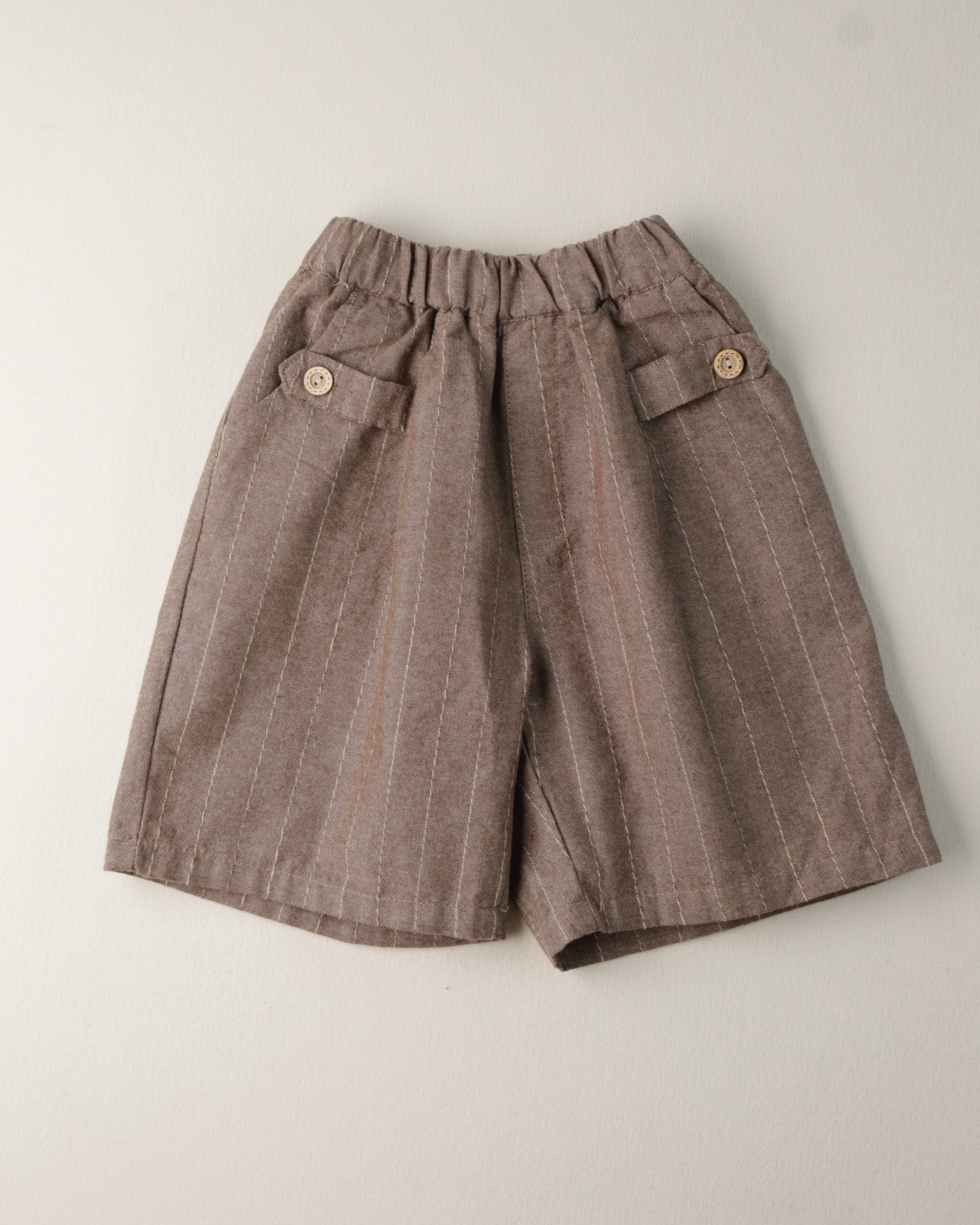 Brown PinStriped Shorts - Mid Length