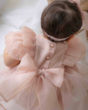 Oren Serena Pintuck Organza Baby Suit -Pink (Ready Stock)