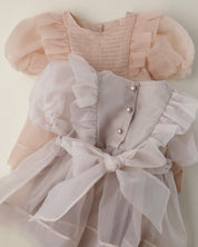 Oren Serena Pintuck Organza Baby Suit - Grayish Beige  (Ready Stock)