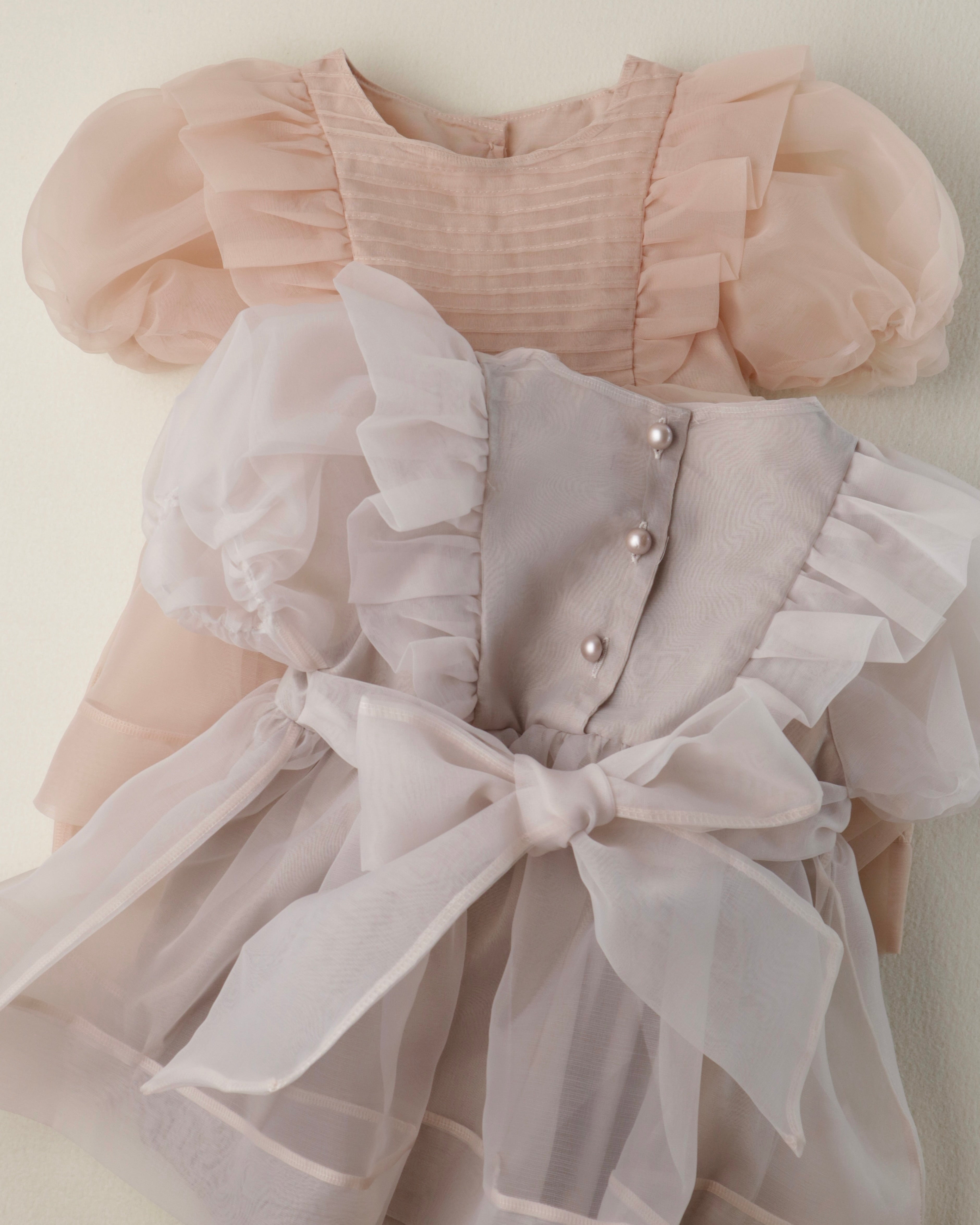 Oren Serena Pintuck Organza Baby Suit - Grayish Beige  (Ready Stock)