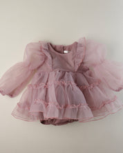 Purple Marianne Organza Romper Dress  (Ready Stock)