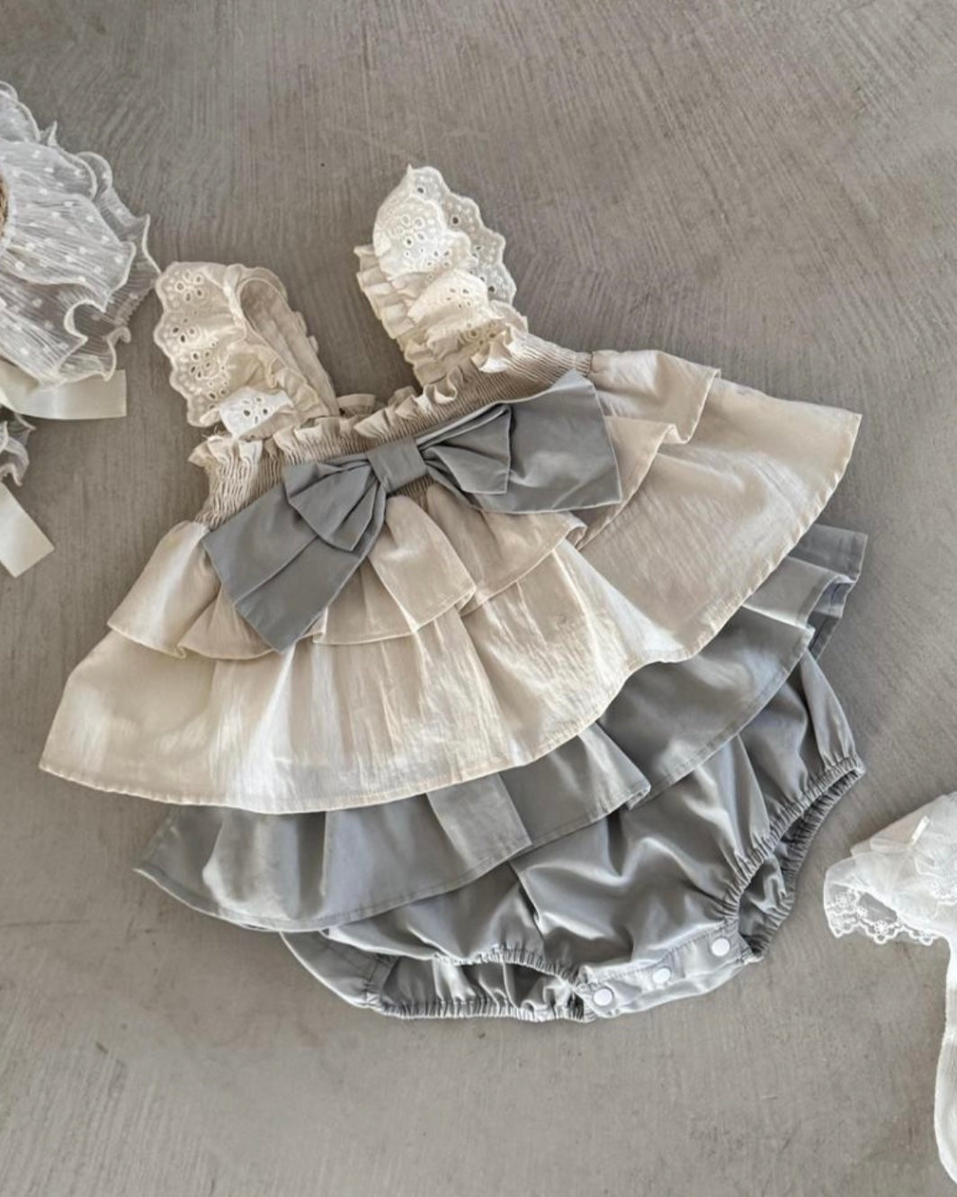 Layered Lace Ribbon top & Bloomer Set (Ready Stock)
