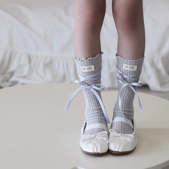 Mid-Calf Ribbon Socks - 3 Pair Set