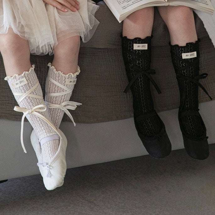 Mid-Calf Ribbon Socks - 3 Pair Set