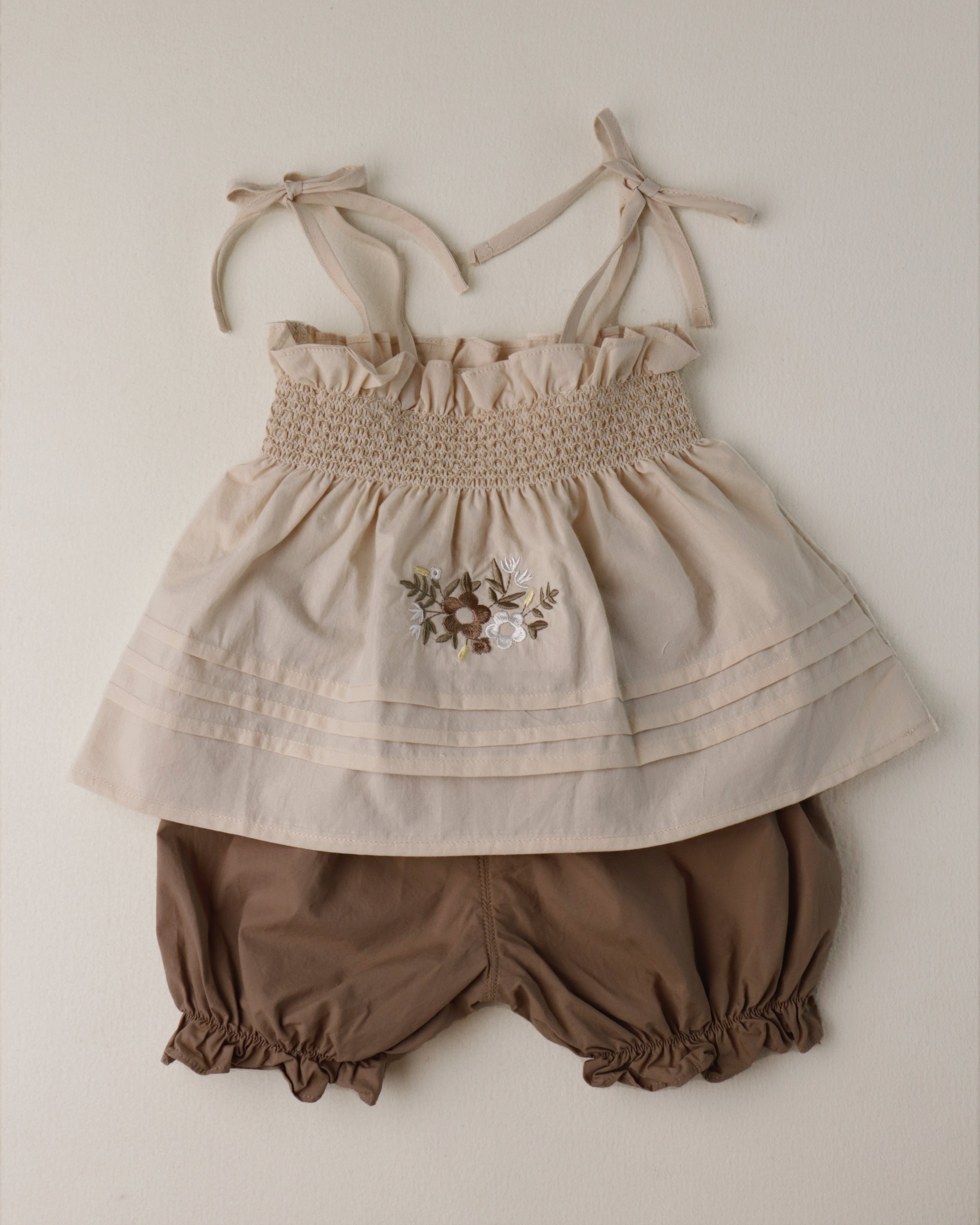 Floral Embroidered Camisole & Ruffled Bloomers Set (Ready Stock)