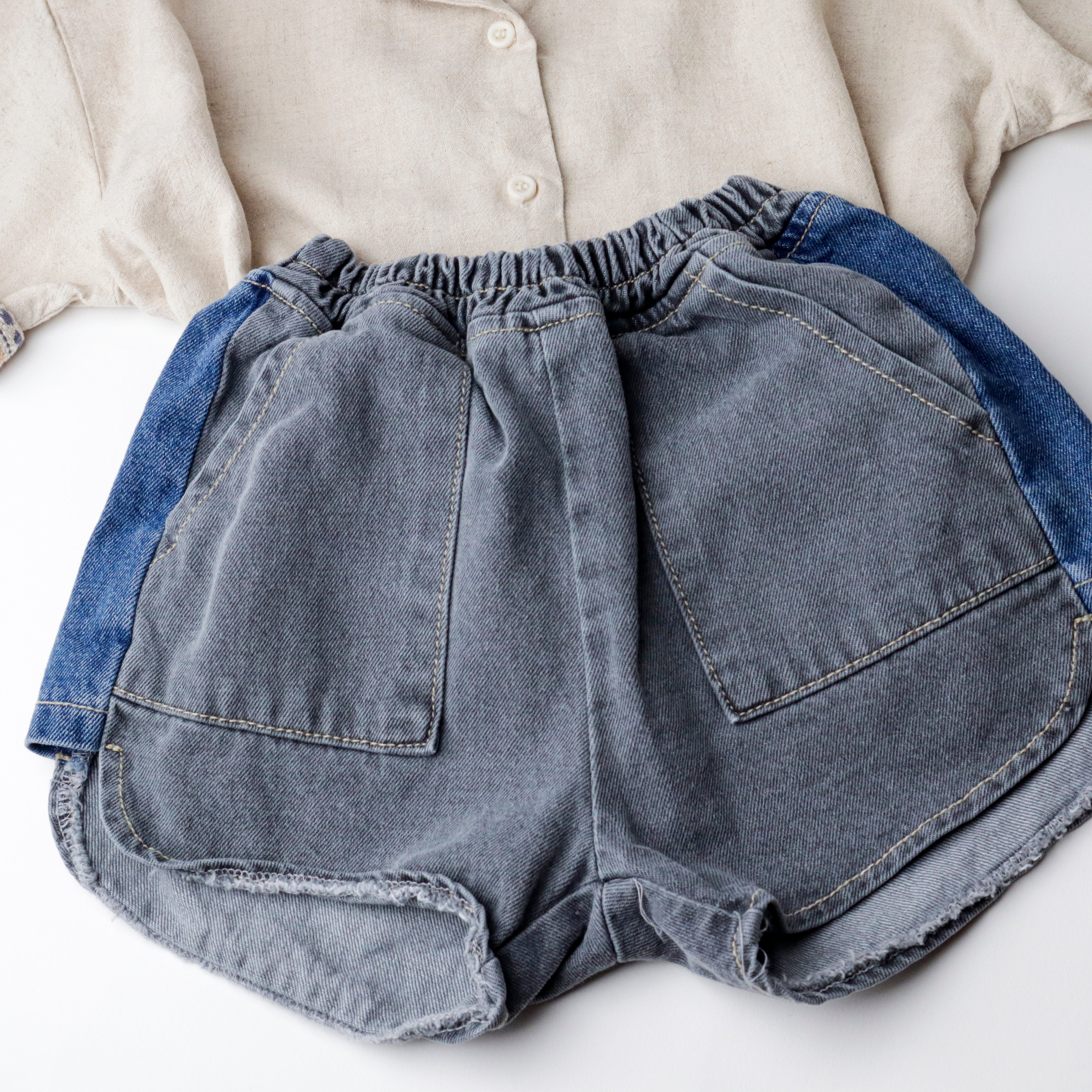 Mini Dual Color Denim Shorts (Ready Stock)