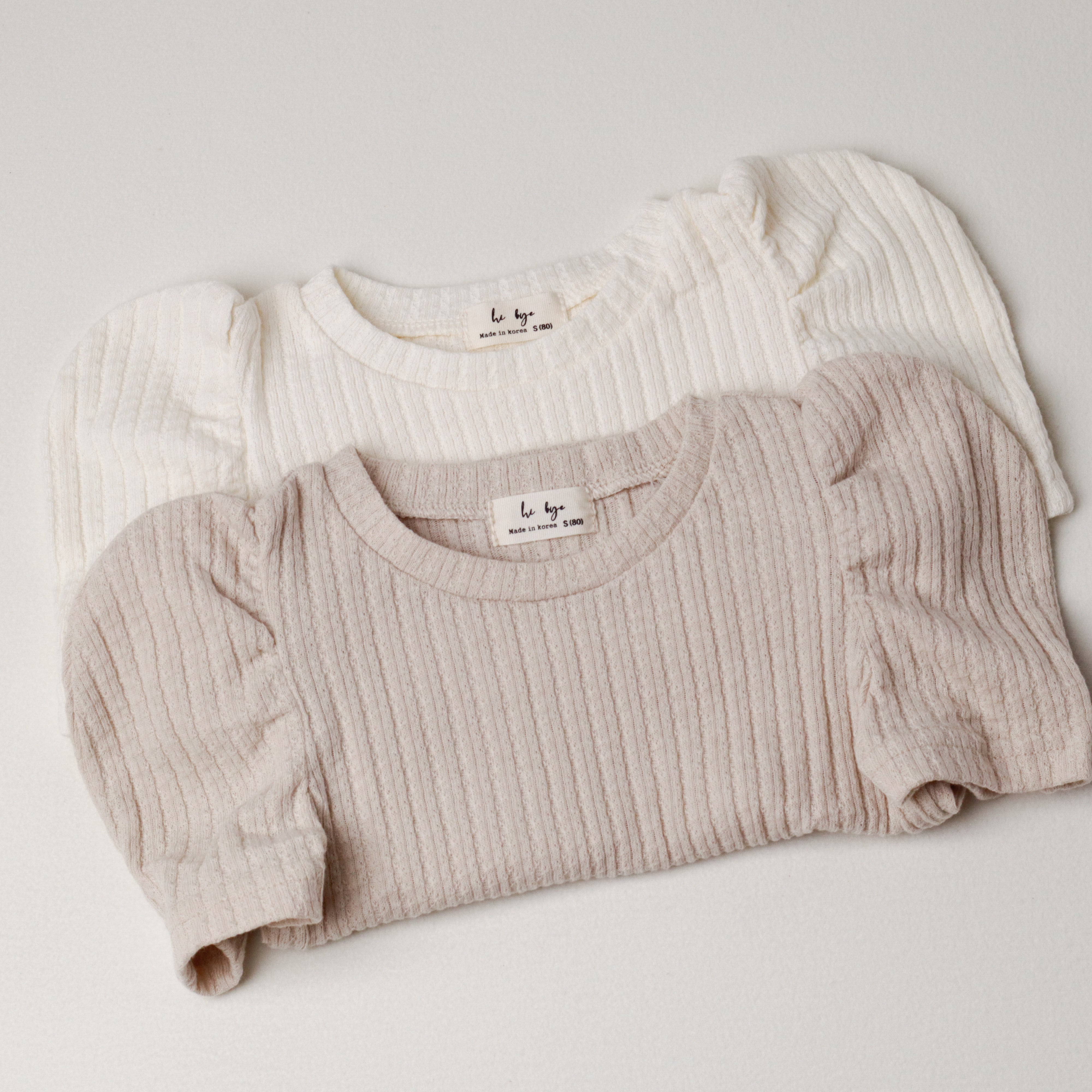 Hibye Ribbed Puff-sleeve Tee (Ready Stock)