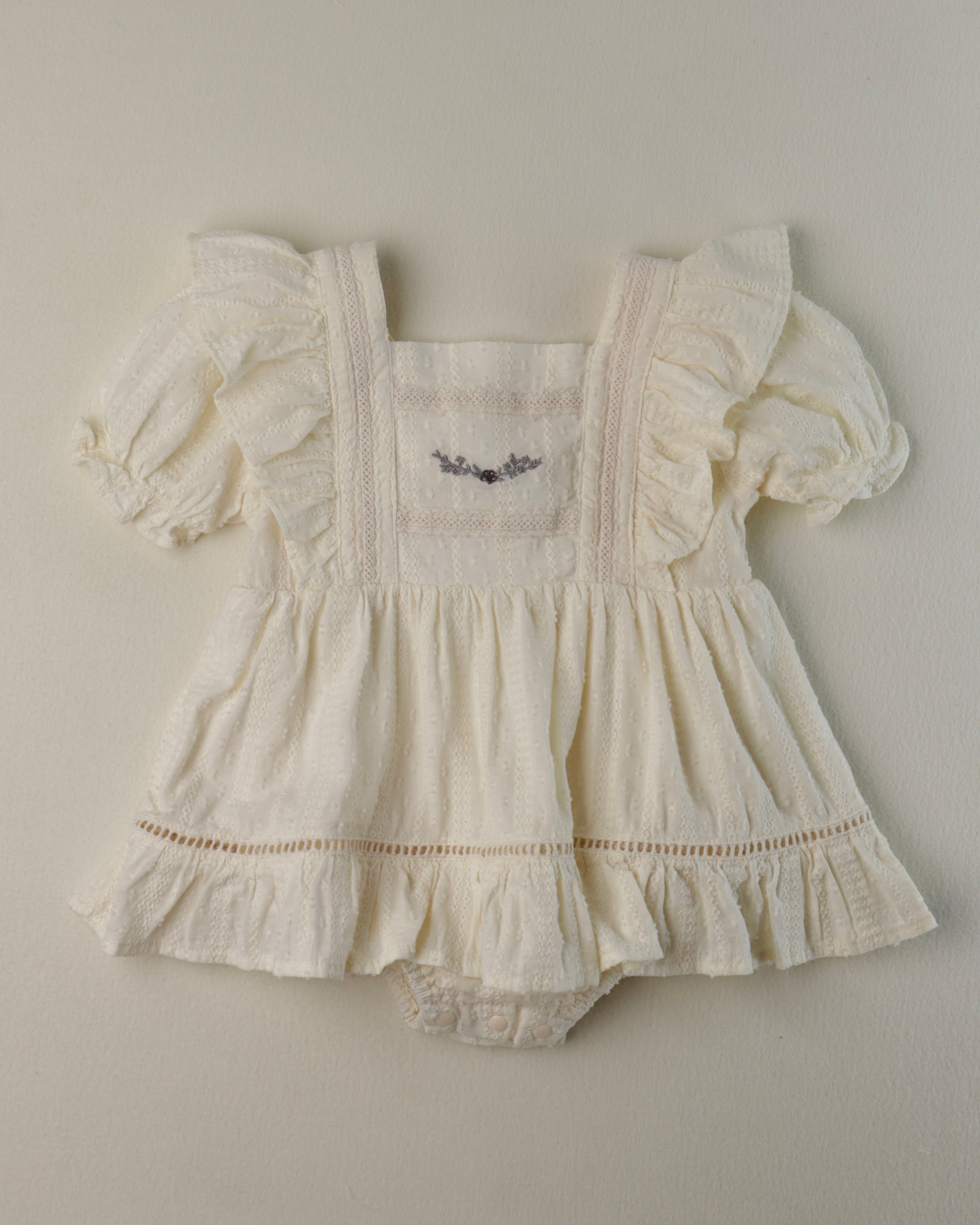 Lace-Embroidered Cotton Romper Dress (Ready Stock)