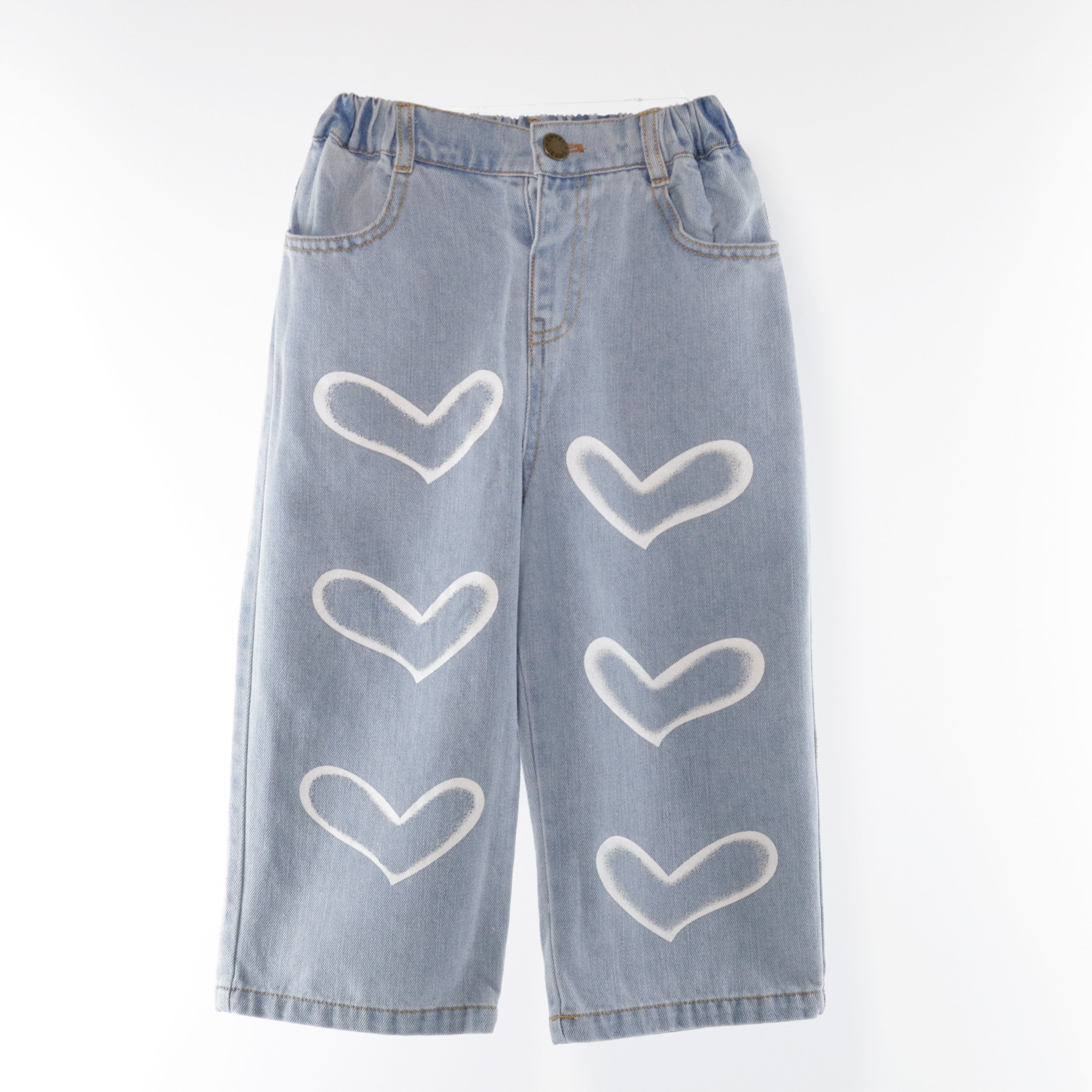 PH Opp Heart Print Denim Jeans (Ready Stock)