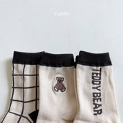D’green Teddy Series Sock 3 Pair Set (Ready Stock)